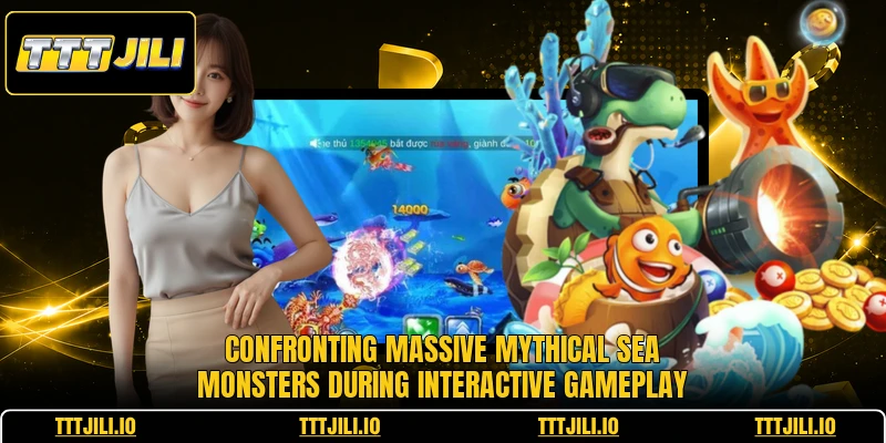 Confronting massive mythical sea monsters during interactive gameplay